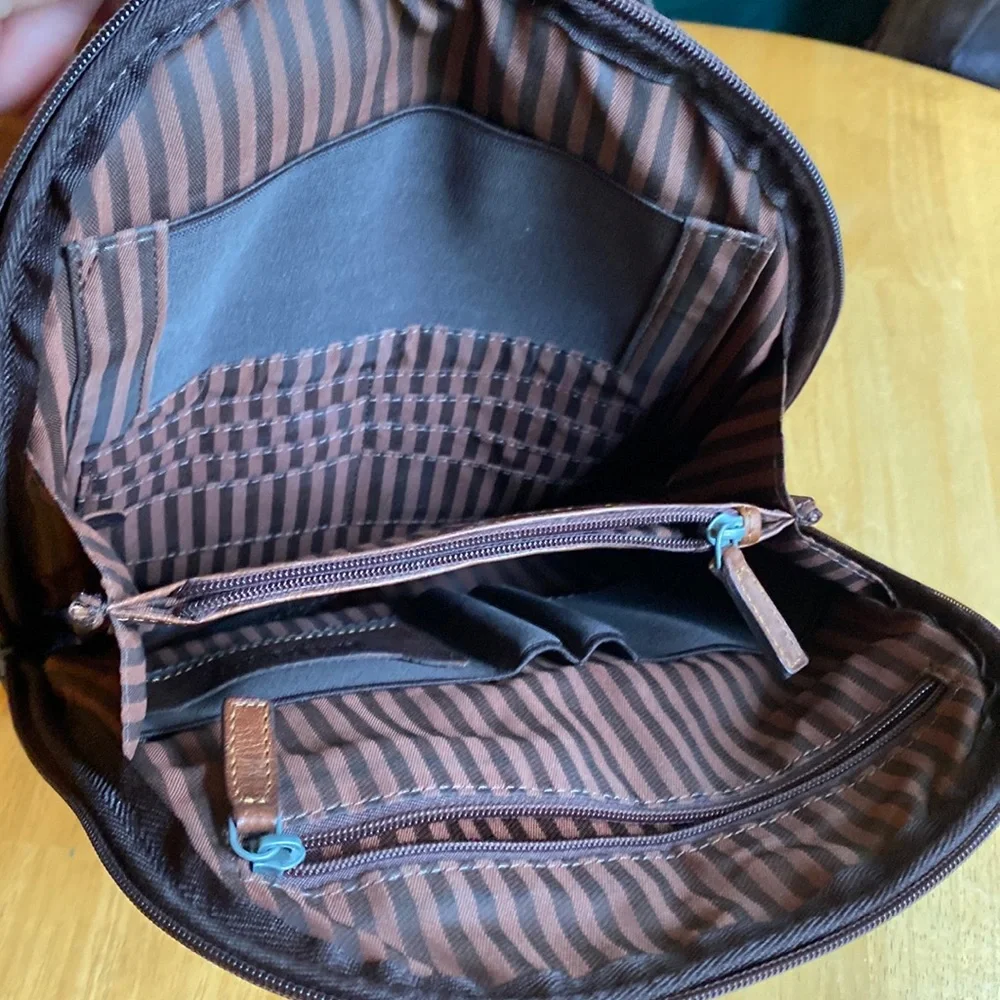 Jack Georges Genuine Leather Brown Backpack/Crossbody Bag